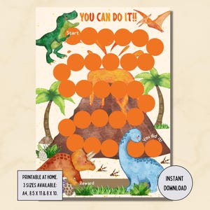 Dinosaurier Belohnungstabelle, Tracker für Kinder im Haushalt (digitaler Download)