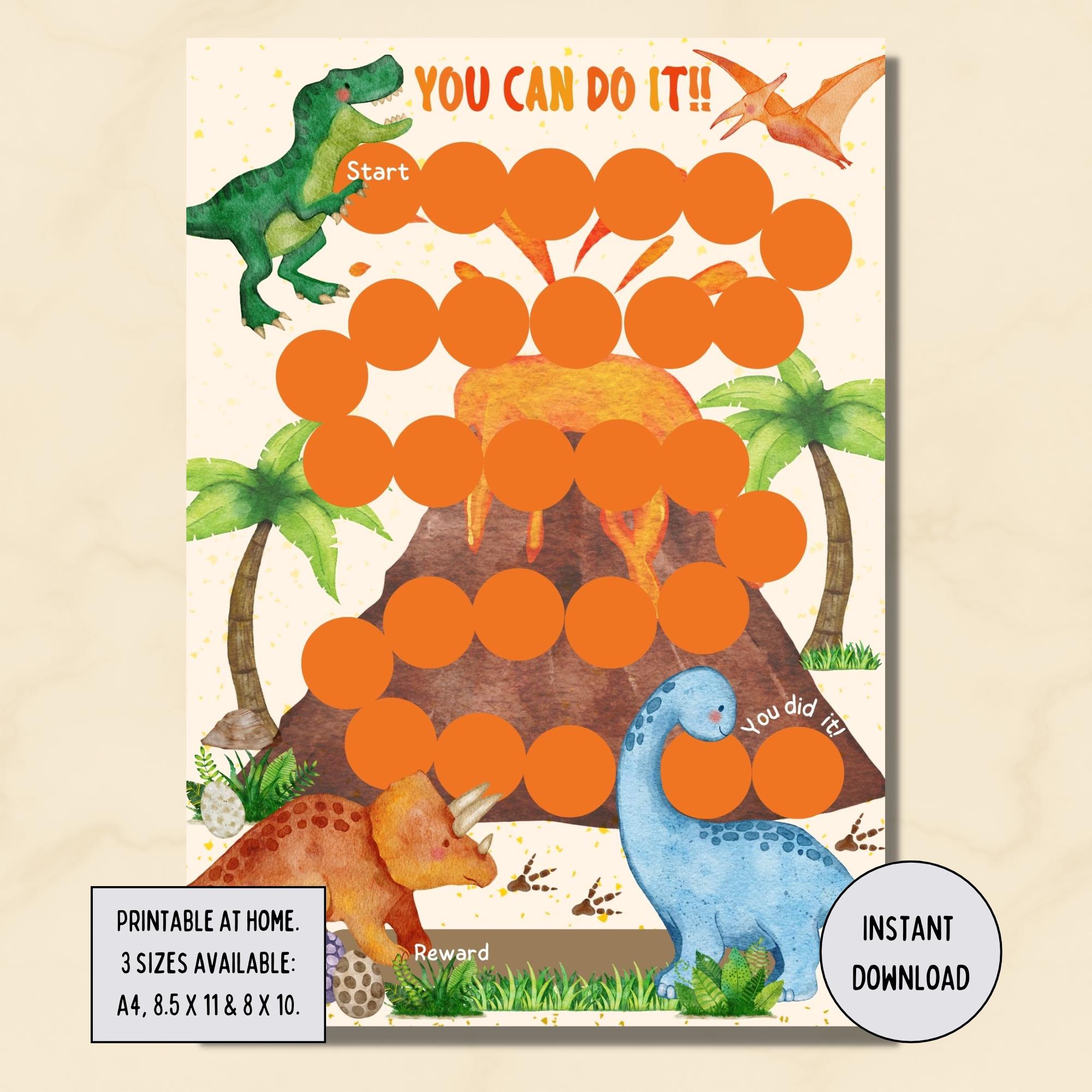 Dinosaur Reward Chart Printable, Kids Chore Behavior Tracker (digital ...
