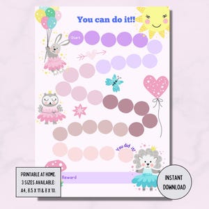 Dancing Ballet Reward Chart, Kids Chore Chart, Behaviour Tracker, Potty Training Incentive.