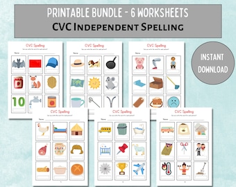 CVC Word Picture Cards: Phonics Worksheets, Learn to Read (Digital Download)