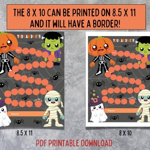Halloween Reward Chart Printable, Daily Chore Chart Kids, Halloween ...