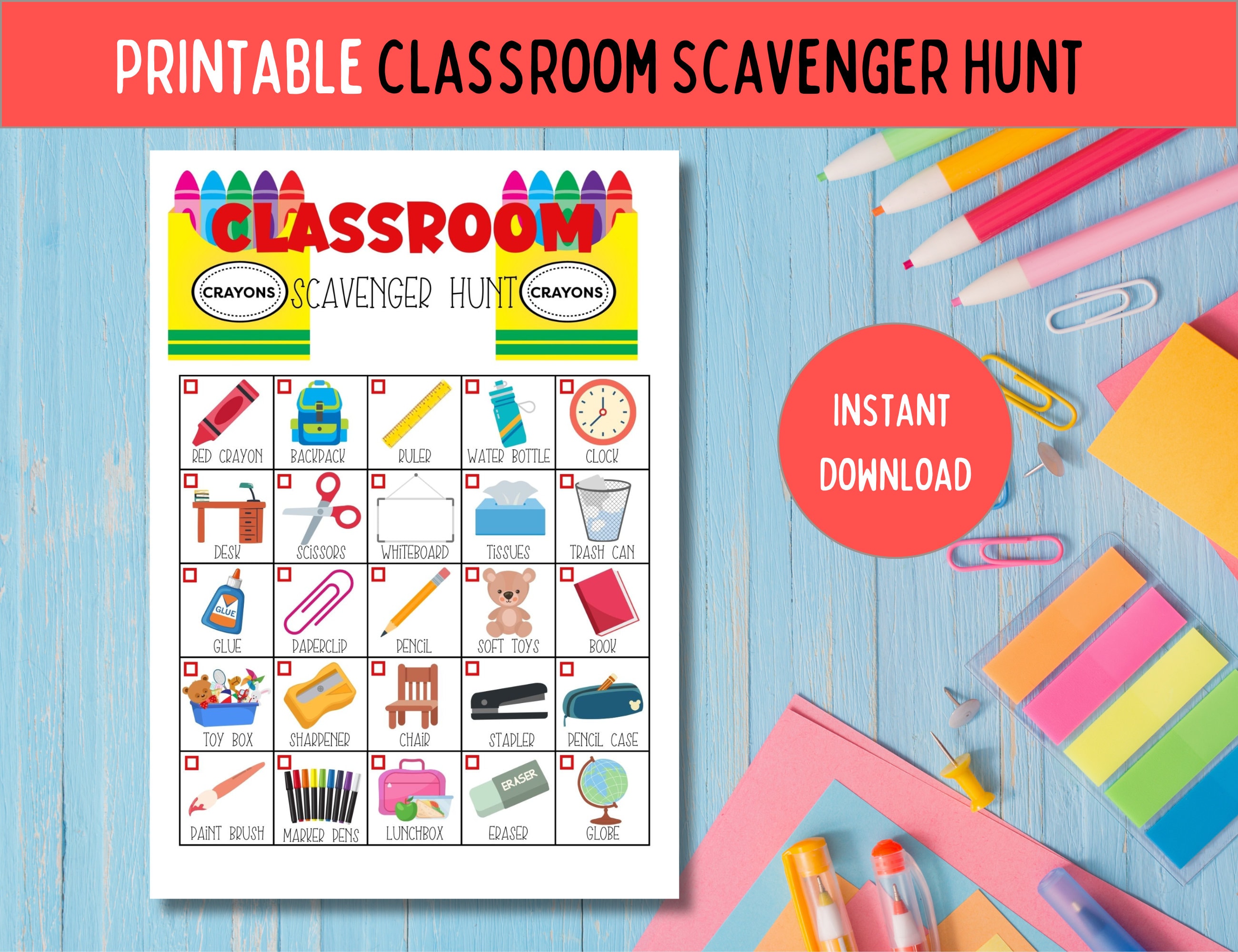 Printable Classroom Scavenger Hunt Kids Class Look and Find Classroom Printable Classroom Scavenger Hunt Kids Class Look and Find Classroom