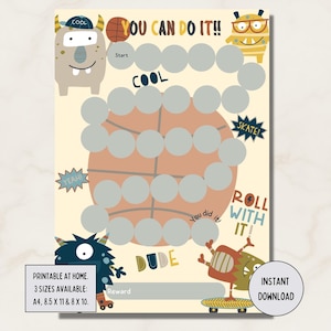 Tabla imprimible de recompensas de monstruos, tabla de tareas para niños, registro de comportamiento, incentivo para ir al baño