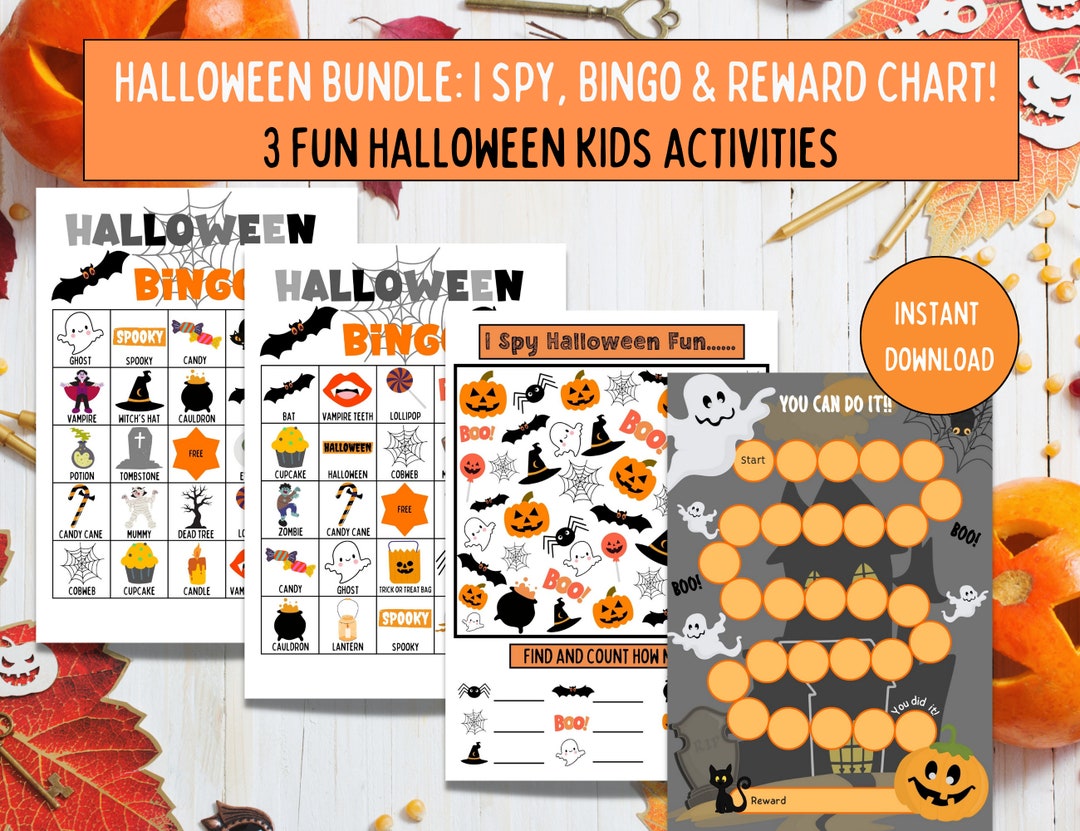 Halloween Kids Bundle, Printable Halloween Reward Chart, Halloween ...