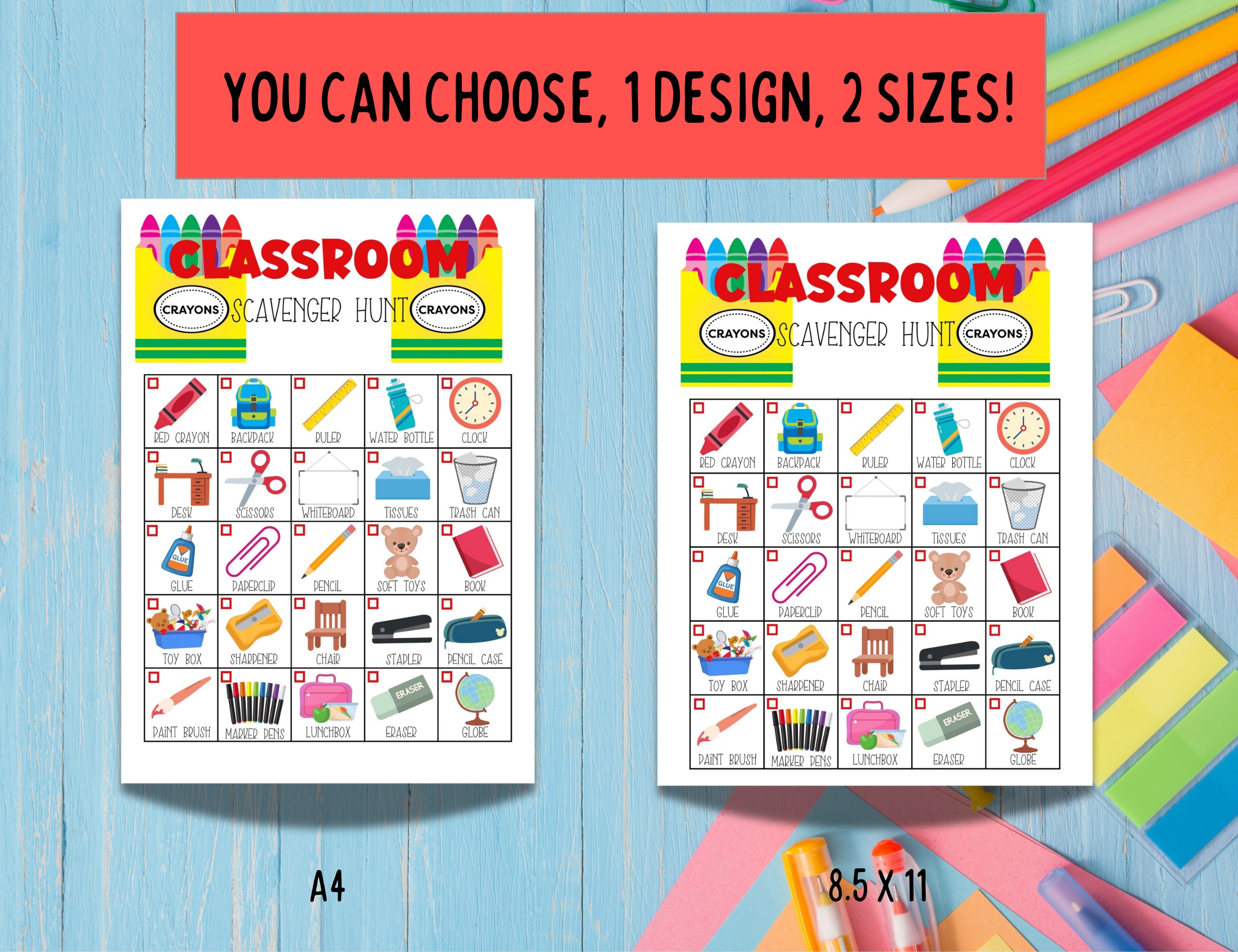 Printable Classroom Scavenger Hunt Kids Class Look and Find Classroom