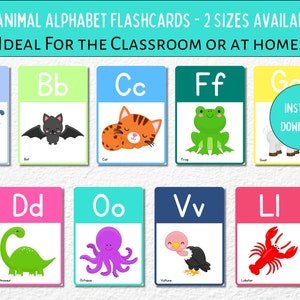 Alphabet Flashcards Printable, ABC Picture Cards, Preschool Alphabet Cards, Homeschool Flashcards Printable, Animal ABC Games, Toddler ABC
