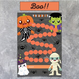 Halloween Reward Chart Printable, Daily Chore Chart Kids, Halloween ...