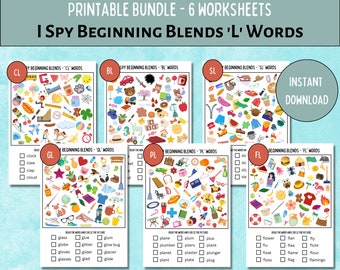 Consonant Blends I Spy Game: Phonics Worksheets (Digital Download)