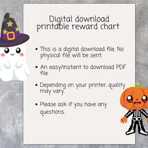 Halloween Reward Chart Printable, Daily Chore Chart Kids, Halloween ...