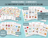 CVC Words Printable Bundle: Phonics Worksheets (Digital Download), CVC Activity Pack, Reading Worksheets Kindergarten & Grade 1