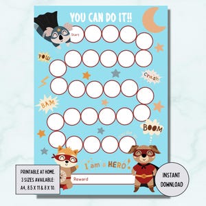 Superhero Reward Chart, Kids Chore Chart, Behaviour Tracker, Potty Training