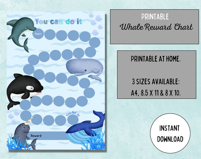 Printable Reward Chart for Kids Blue Flower Behavior Chart Toddler ...