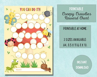 Bugs Reward Chart: Printable Chore & Behavior Tracker (Digital Download)