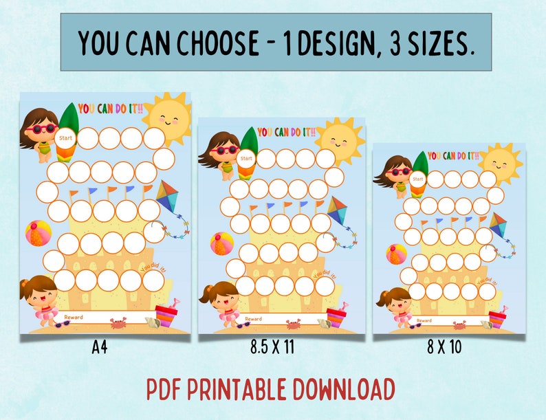 Beach Reward Chart: Summer Chore Chart for Girls (digital Download) - Etsy