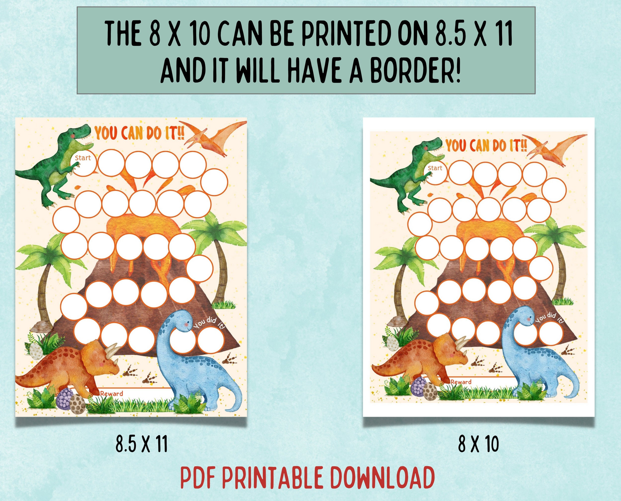 Printable Dinosaur Reward Chart,dinosaur Sticker Chart,daily Chore ...