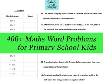 400+ Math word problems for primary school kids Master basic arithmetics Best mathematics practice Problem based Learning for age 7 to 11