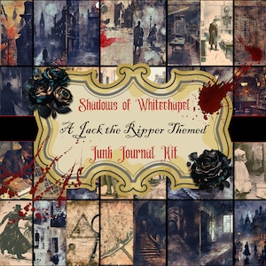 Sombras de Whitechapel: un kit de diario basura con temática de Jack el Destripador, Imágenes góticas 60, Bolsillos y etiquetas, Descarga digital.