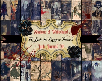 Shadows of Whitechapel: A Jack the Ripper Themed Junk Journal Kit, Gothic 60 Images, Pockets and Tags, Digital Download.
