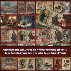 Gothic Romance Junk Journal Kit: Haunted Opera Ephemera (PDF Download