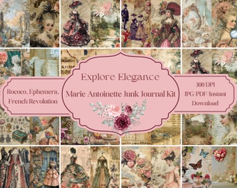 Kit de carnets Marie-Antoinette : Révolution française rococo (téléchargement numérique)