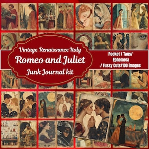 Renaissance Italy Junk Journal Kit | Shakespeare-Inspired Printable Ephemera & Scrapbook Pages | 60 Page Instant Download