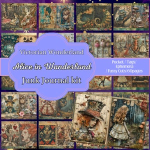 Victorian Alice in Wonderland Junk Journal Kit (Digital Download)