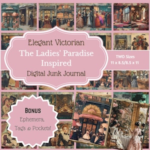 Elegante vitoriano: o kit de diário digital inspirado no paraíso feminino - dois tamanhos, dois formatos, etiquetas grátis e itens para scrapbooking!