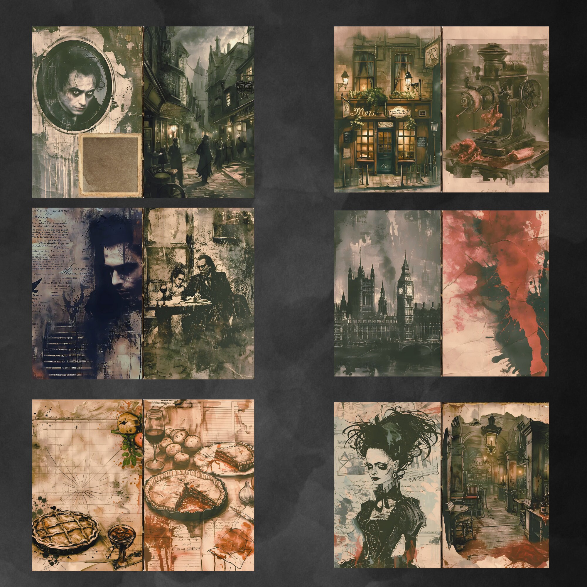 Dark Gothic Junk Journal Kit, Victorian Ephemera Printable, Macabre ...