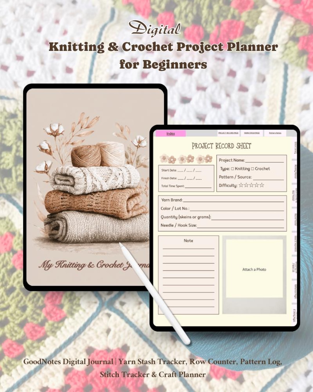Knitting & Crochet Project Planner for Beginners (goodnotes Digital ...