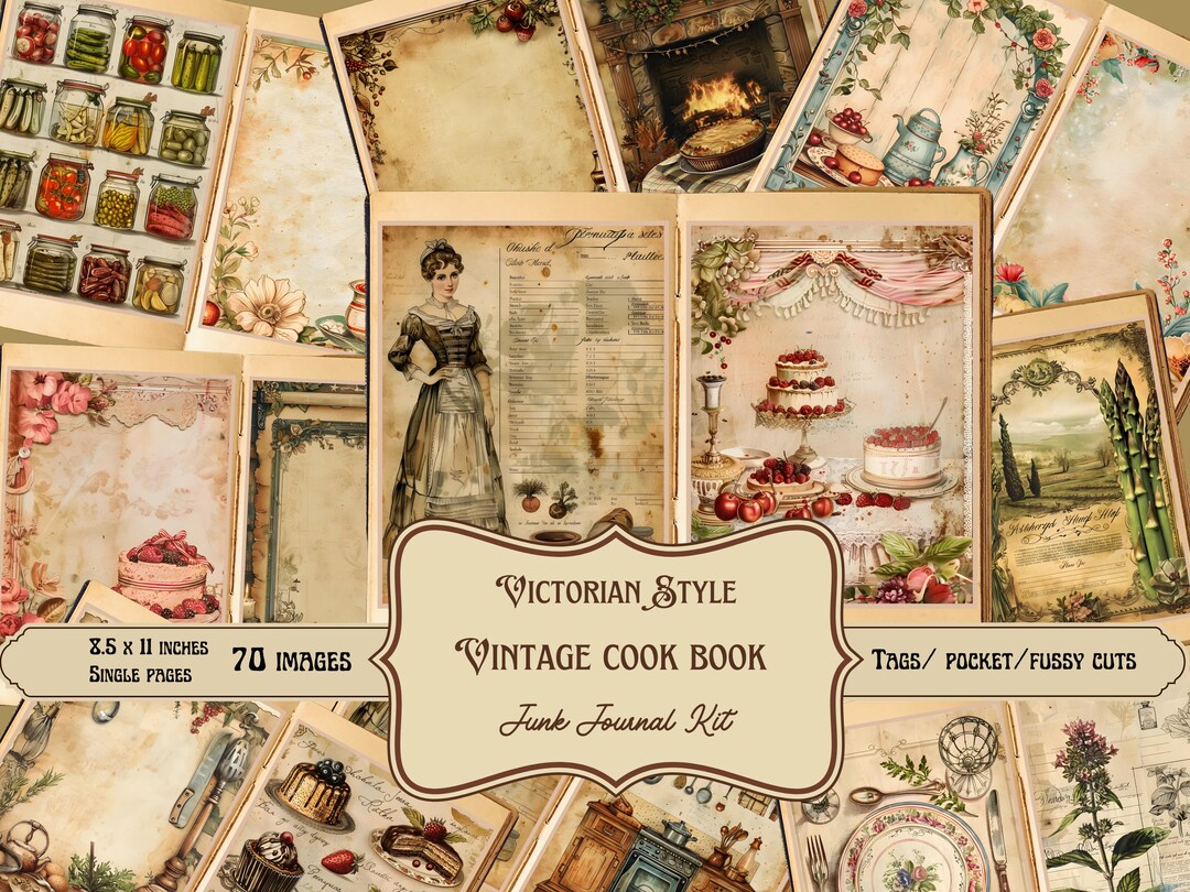 Victorian Kitchen Delights: Vintage Cookbook Junk Journal