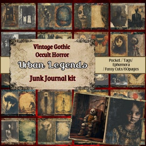 Vintage Gothic Horror Junk Journal Kit: Urban Legends Ephemera (Digital Download)