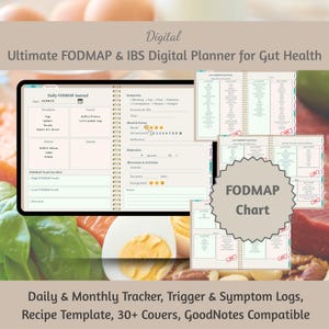 Peut inclure: Planificateur numérique pour la santé intestinale, avec un journal FODMAP quotidien, une liste de contrôle des aliments et un suivi des symptômes. Comprend un tableau FODMAP et un modèle de recette. Compatible avec GoodNotes.