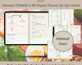 FODMAP & IBS Symptom Tracker – Digital Meal Planner, Food Trigger Log, Recipe Template, Daily and Monthly Planner GoodNotes Compatible