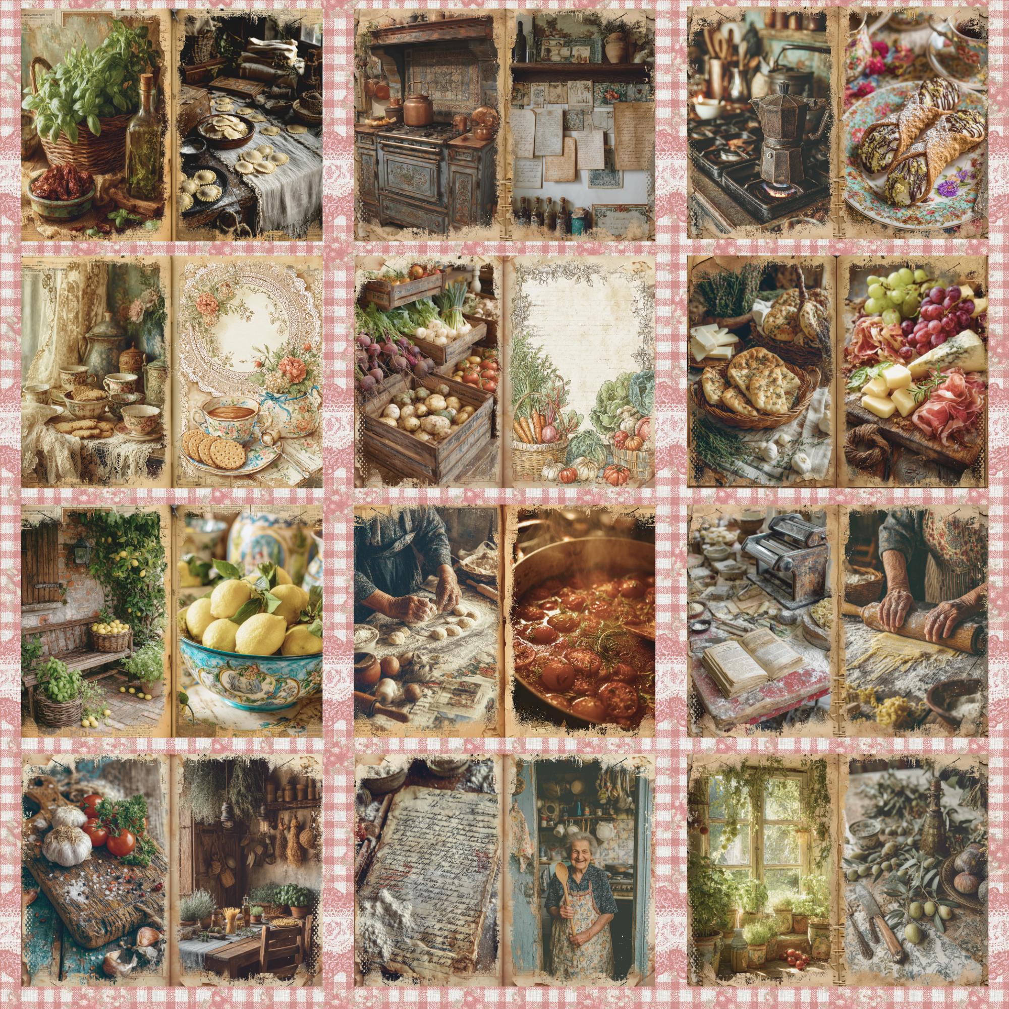 Italian Nonna Recipe Junk Journal Kit: Vintage Cooking Ephemera (PDF ...
