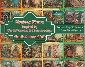 Mexican Fiesta Junk Journal Kit: Día de Muertos Ephemera (Digital Download)