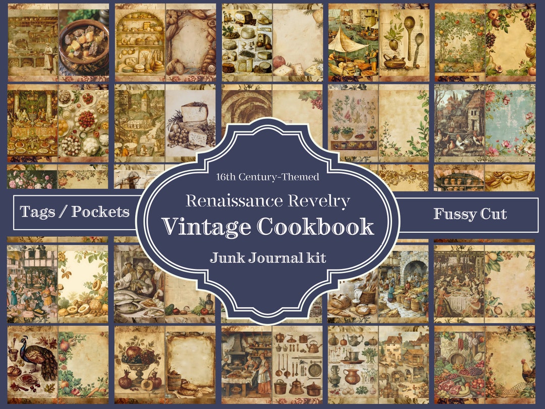 Renaissance Cookbook Junk Journal Kit: Historical Recipe Ephemera (PDF ...