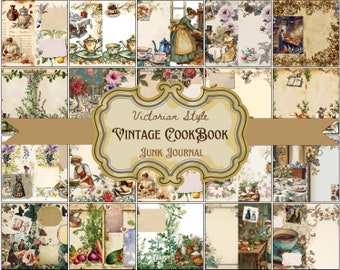 Victorian Cookbook Junk Journal Pages: Vintage Kitchen Ephemera (Digital Download)