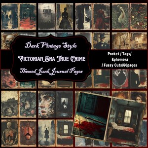Victorian True Crime Junk Journal Pages: Dark Vintage Ephemera (PDF)