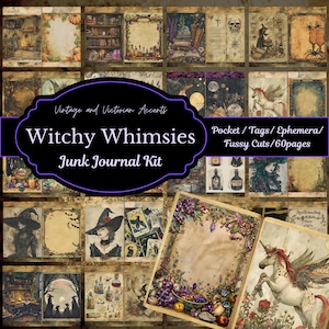 Witchy Whimsies Junk Journal Kit: Vintage Victorian Ephemera (Digital Download)