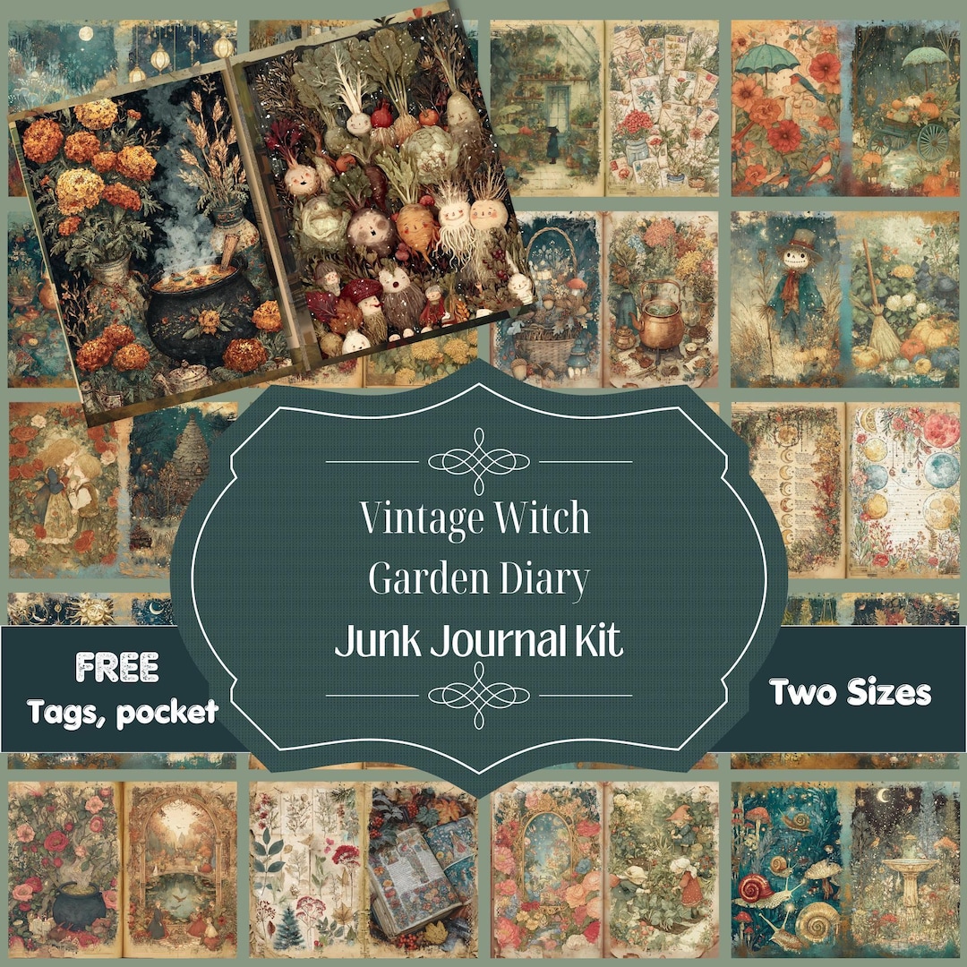 Vintage Witch Garden Junk Journal Kit: Magical Ephemera (digital ...