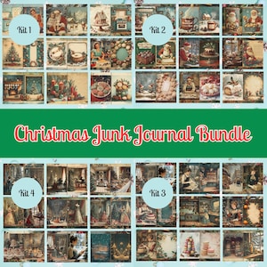 Christmas Junk Journal Printable Bundle: Holiday Ephemera, Tags, Pockets (Digital Download)