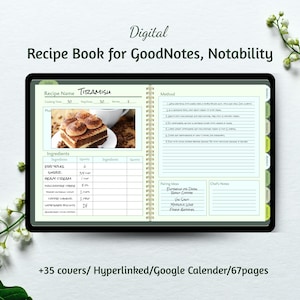 Digital Recipe Book: GoodNotes Meal Planner, Holiday Organizer (PDF Download)