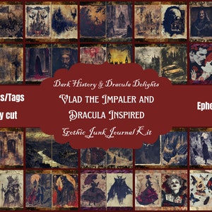 Dark Geschichte & Dracula Freuden: Gothic Junk Journal Kit mit Taschen, Tags, und Ephemera - Vlad der Impaler und Dracula inspiriert