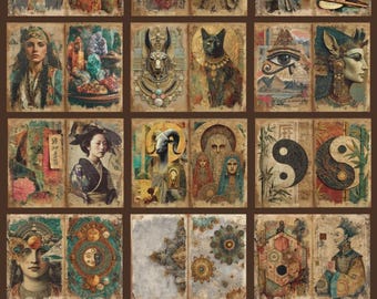 Printable Fortune Teller Junk Journal Kit: Divination Ephemera & Fortune Cards (PDF Download)