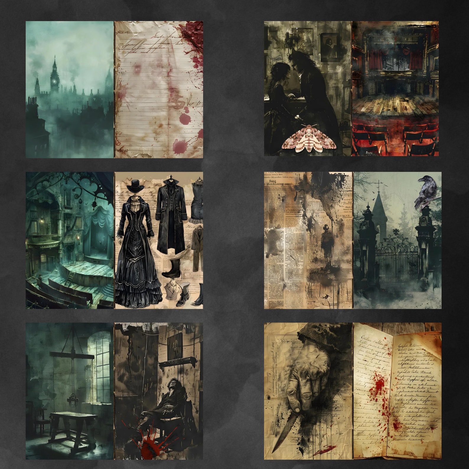 Dark Gothic Junk Journal Kit, Victorian Ephemera Printable, Macabre ...