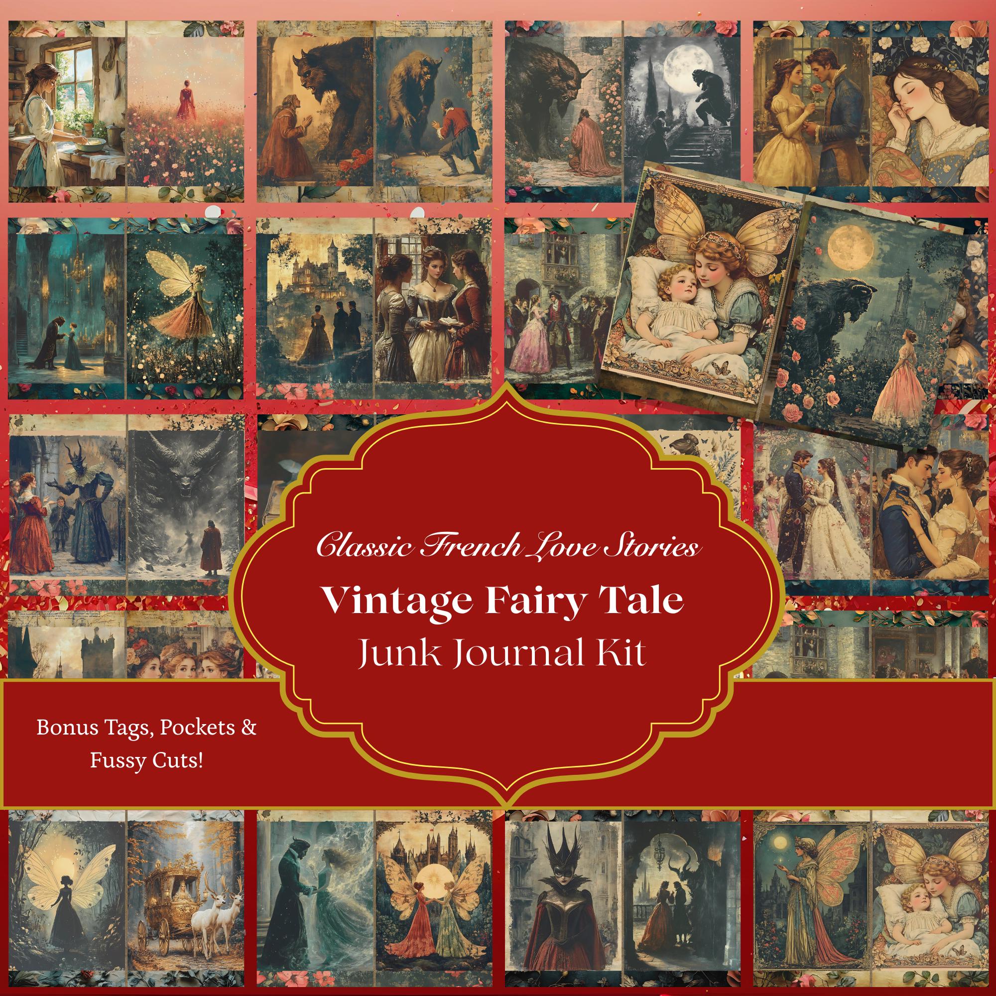 ヴィンテージフランスの童話ジャンクジャーナルキット：印刷可能な
