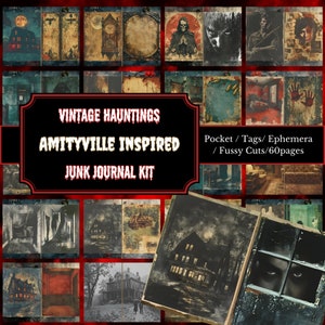 Vintage Hauntings: Amityville Geïnspireerd Junk Journal Kit, Zakken, Tags, Ephemera, Kieskeurige Cuts, Instant Download!