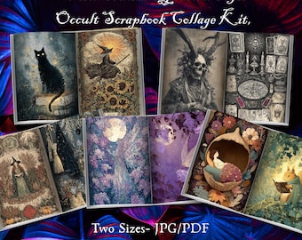 Witch Journal Pages Printable PDF – Cottagecore Scrapbook Kit, Witchy Junk Journal Ephemera Download