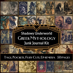 Shadowy Underworld : kit de journal numérique de la mythologie grecque avec étiquettes, pochettes et découpes complexes ! Imprimable !