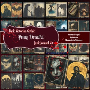 Dark Victorian Gothic Junk Journal Kit: Penny Dreadful Ephemera (Digital Download)